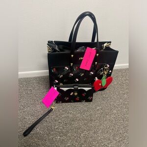 Betsey Johnson Cherry Heart Tote and Wallet